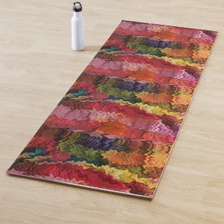 Wavy Rainbow Fabric Abstract Pattern Yoga Mat