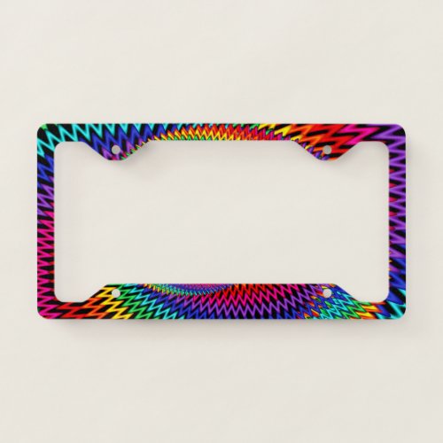 Wavy Rainbow Fractal License Plate Frame