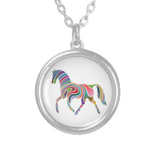 WAVY RAINBOW HORSE SILVER PLATED NECKLACE