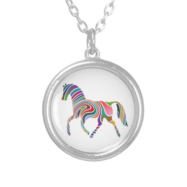 WAVY RAINBOW HORSE SILVER PLATED NECKLACE (Front)