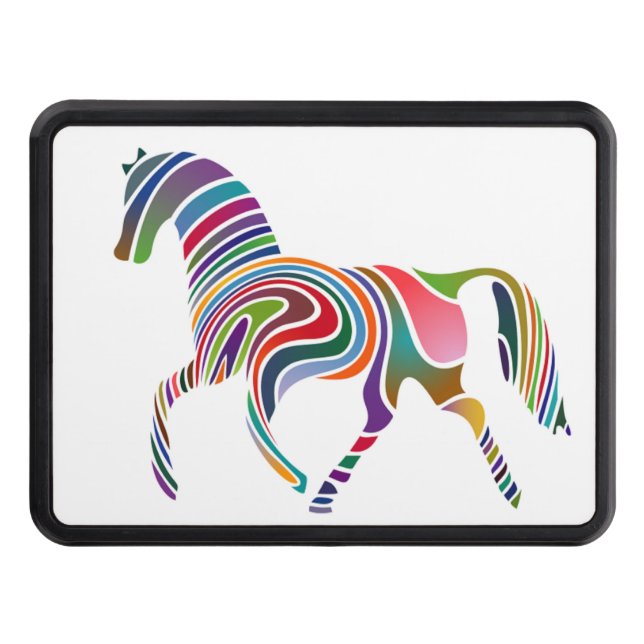 WAVY RAINBOW HORSE TOW HITCH COVER (Front)