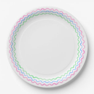 Wavy rainbow preppy paper plates