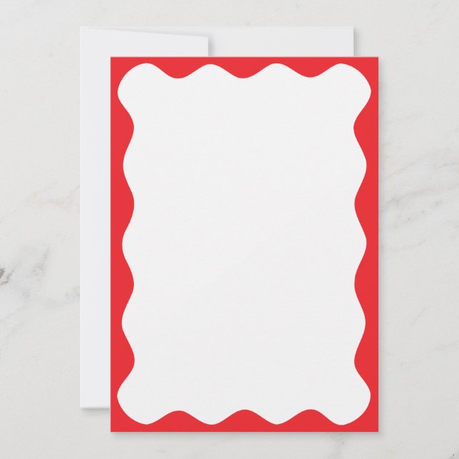 Wavy Red Border Christmas Blank Custom Text Invitation (Front)