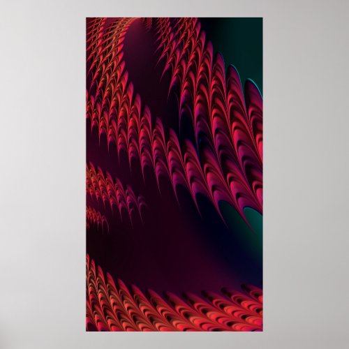 Wavy Red Chemtrails Fractal Abstract Art Poster