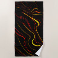 Wavy red gold long strokes on black background