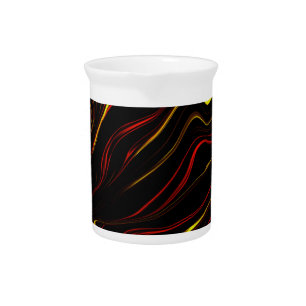 Wavy red gold long strokes on black background beverage pitcher