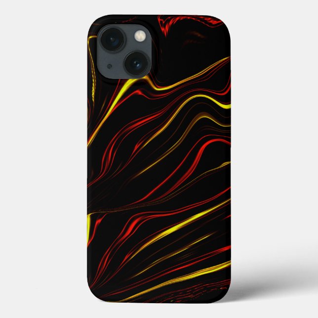 Wavy red gold long strokes on dark background Case-Mate iPhone case (Back)