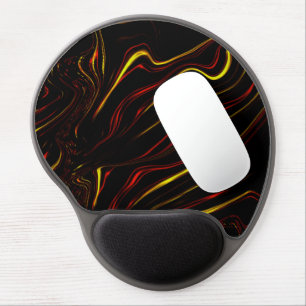 Wavy red gold long strokes on dark background gel mouse pad