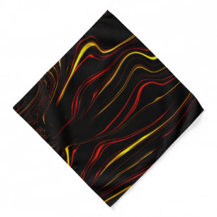 Wavy red gold long traces on black background bandana