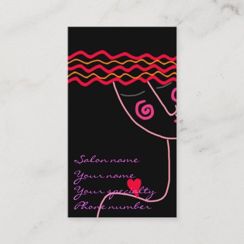Wavy Red Hair 2 Business Card Template