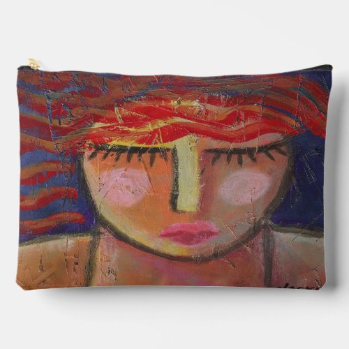 Wavy Red Hair Abstract Portrait of a Woman Accessory Pouch