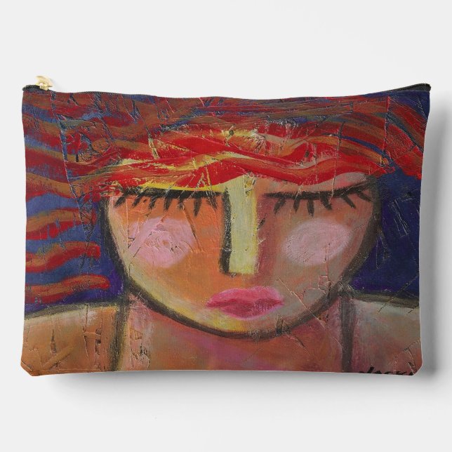 Wavy Red Hair Abstract Portrait of a Woman Accessory Pouch (Front)