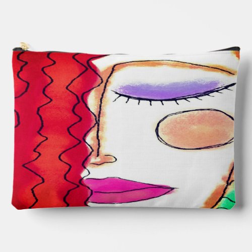 Wavy Red Hair Original Abstract Art Accessory Pouch