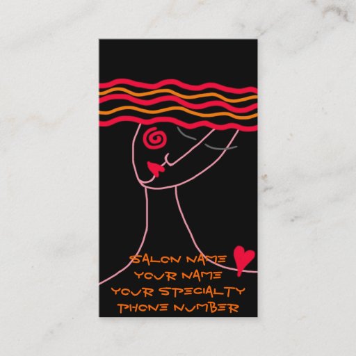 Customizable Wavy Red Hair Stylist Business Card