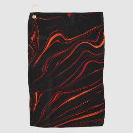 Wavy red long traces in black fund golf towel