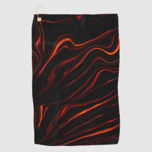 Wavy red long traces in black fund golf towel