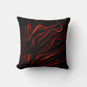 Wavy red long traces in black fund throw pillow