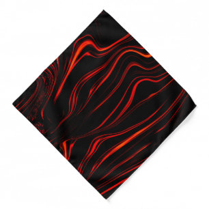 Wavy red long traces over black background bandana