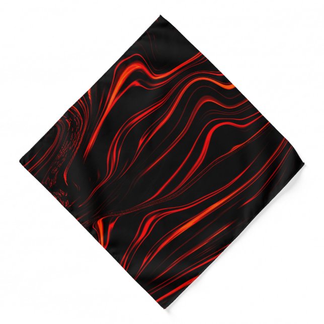Wavy red long traces over black background  bandana (Front)