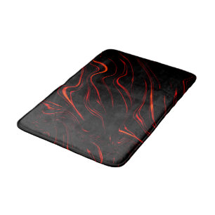 Wavy red long traces over black background bath mat