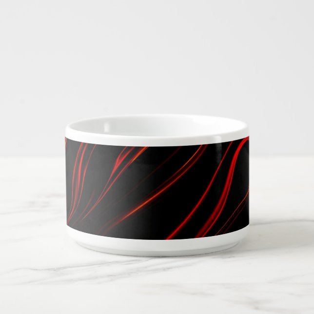 Wavy red long traces over black background bowl (Center)