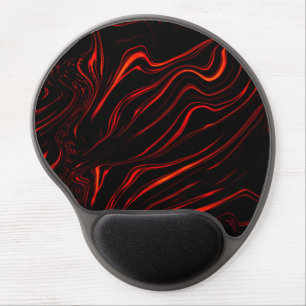 Wavy red long traces over black background gel mouse pad