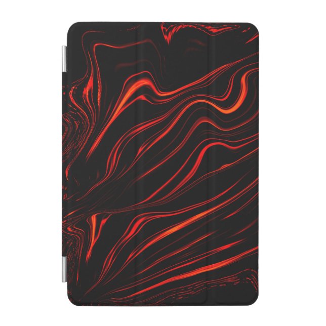 Wavy red long traces over black background iPad mini cover (Front)