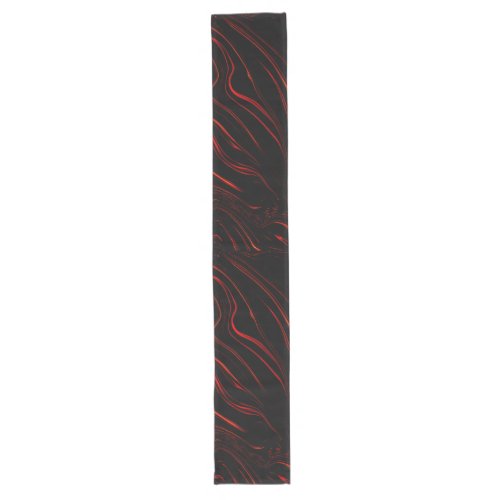 Wavy red long traces over black background long table runner
