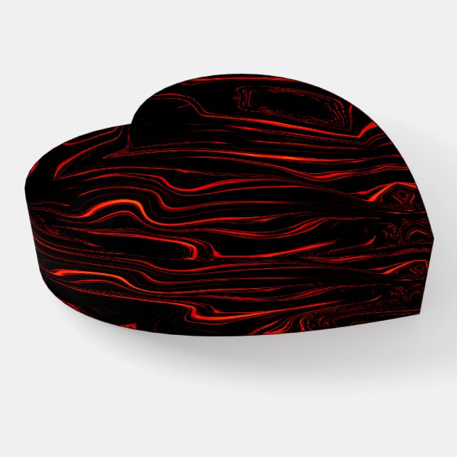 Wavy red long traces over black background  paperweight (Angled)