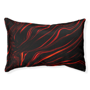 Wavy red long traces over black background pet bed