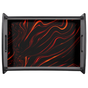 Wavy red long traces over black background serving tray