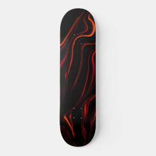 Wavy red long traces over black background skateboard