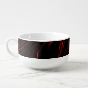 Wavy red long traces over black background soup mug