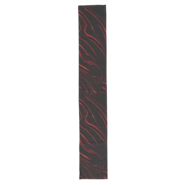 Wavy red long traces over black background table runner (Front)