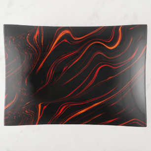 Wavy red long traces over black background trinket tray