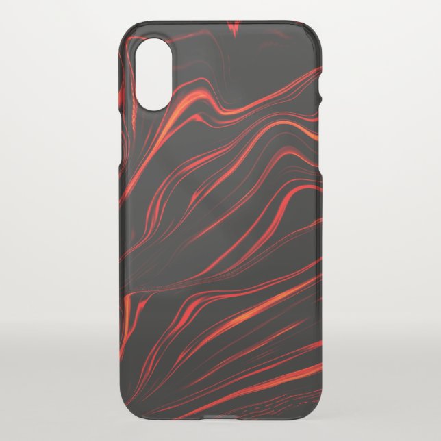 Wavy red long traces over black background uncommon iPhone case (Back)