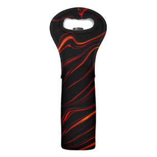 Wavy red long traces over black background wine bag