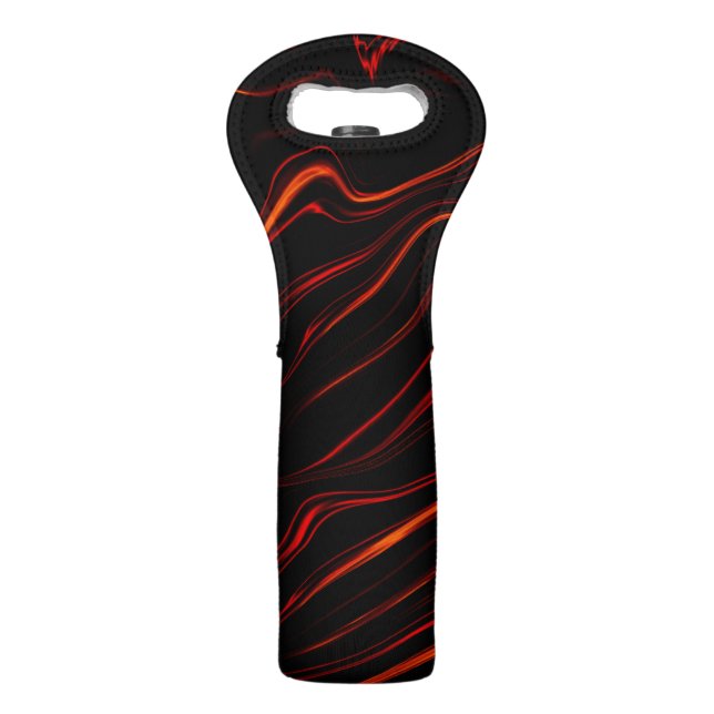 Wavy red long traces over black background wine bag (Front)