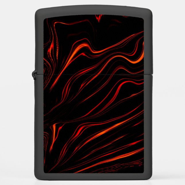 Wavy red long traces over black background zippo lighter (Front)