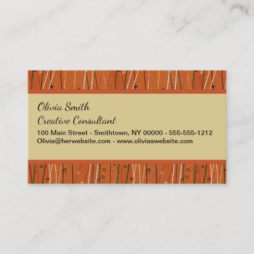 Wavy Red Stripes Line Boho Japanese Vintage  Business Card