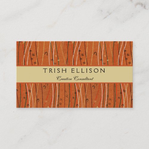 Wavy Red Stripes Line Boho Japanese Vintage  Business Card