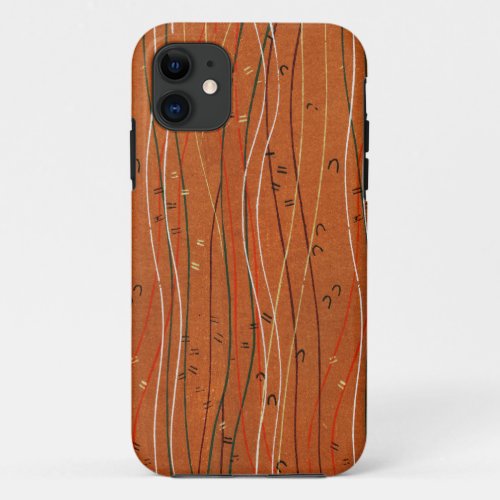 Wavy Red Stripes Line Boho Japanese Vintage  iPhone 11 Case