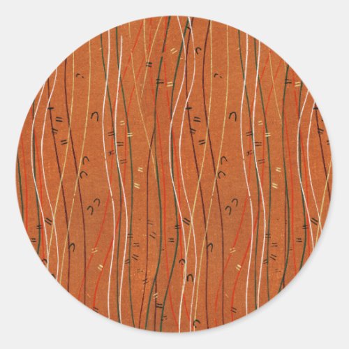 Wavy Red Stripes Line Boho Japanese Vintage  Classic Round Sticker