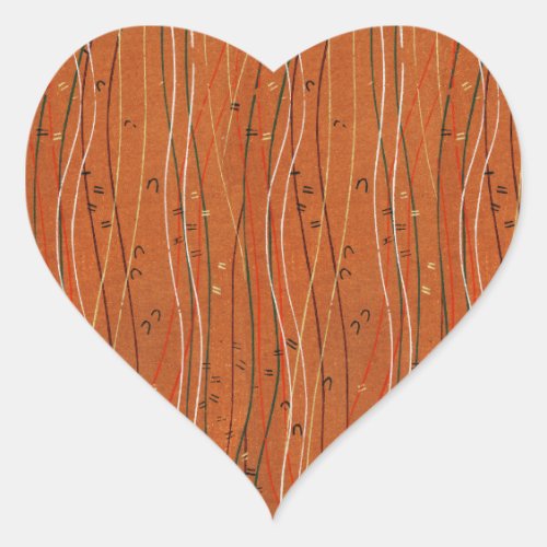 Wavy Red Stripes Line Boho Japanese Vintage  Heart Sticker