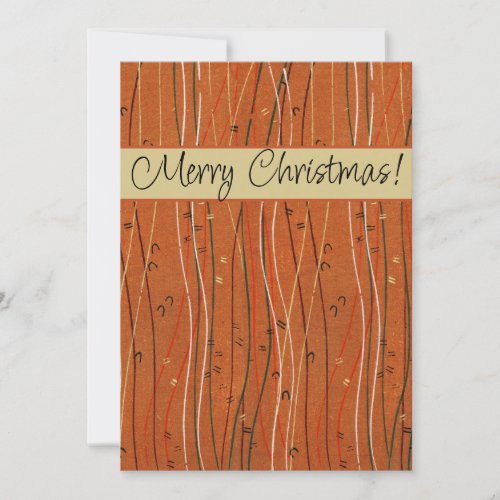 Wavy Red Stripes Line Boho Japanese Vintage  Holiday Card