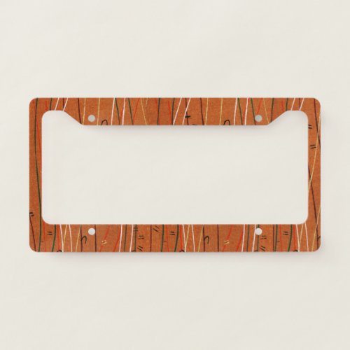 Wavy Red Stripes Line Boho Japanese Vintage  License Plate Frame