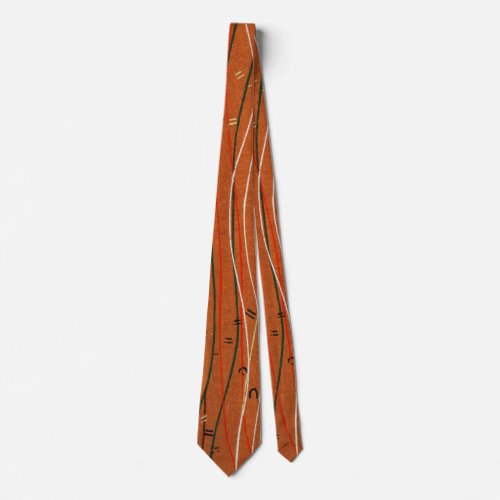 Wavy Red Stripes Line Boho Japanese Vintage  Neck Tie