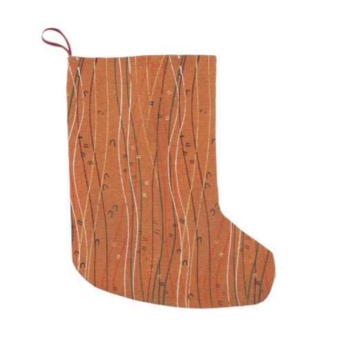 Wavy Red Stripes Line Boho Japanese Vintage  Small Christmas Stocking