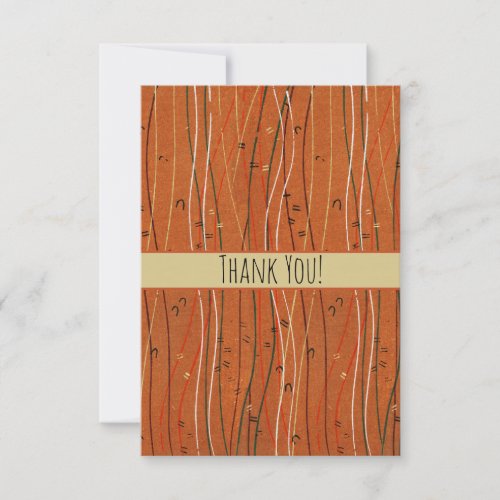 Wavy Red Stripes Line Boho Japanese Vintage  Thank You Card