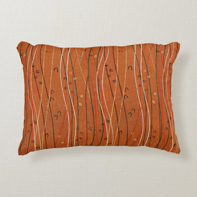 Wavy Red Stripes: Modern Japanese Abstract Art  Accent Pillow (Front)